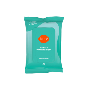 Lume Acidified Deodorant Wipes - Cool Cucumber, 45 Count, Aluminum & Baking Soda Free, Flushable